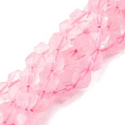 Faceted Natural Rose Quartz Gemstone Bead Strands G-J331-02-8mm-1