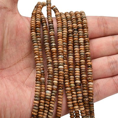Natural Picture Jasper Beads Strands G-L635-A18-4x2mm-1
