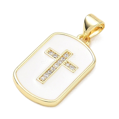 Religion Cross Brass Micro Pave Clear Cubic Zirconia Pendants CU-CBA83A6-03H-G02-1