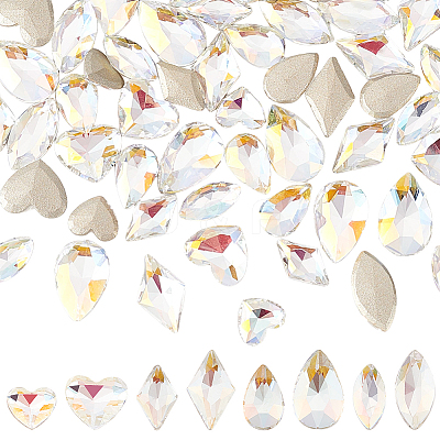 64Pcs 8 Style Light AB Style K9 Glass Rhinestone Cabochons RGLA-FG0001-09-1