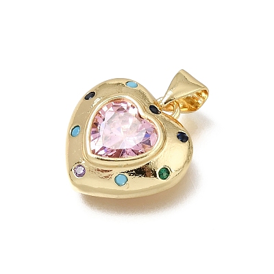 Valentine's Day Brass Micro Pave Colorful Cubic Zirconia Pendants CU-E002-14G-1