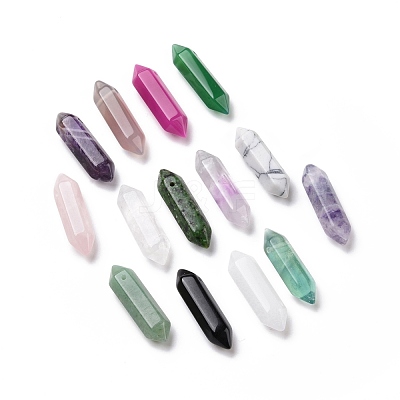 Natural & Synthetic Mixed Gemstone Double Terminal Pointed Pendants G-C007-02B-1