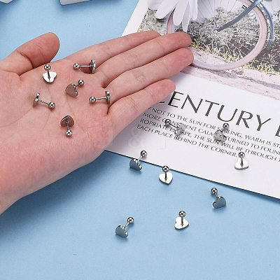 Tarnish Resistant 201 Stainless Steel Barbell Cartilage Earrings EJEW-R147-41-1
