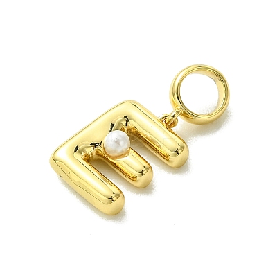 Rack Plating Brass with ABS Plastic Pearl European Dangle Charms KK-G501-02E-G-1