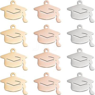 12Pcs 3 Colors 304 Stainless Steel Pendants STAS-UN0040-12-1