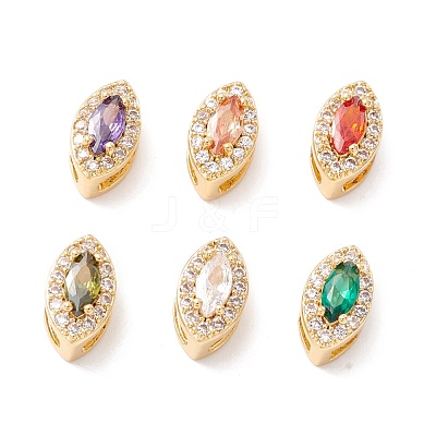 Rack Plating Brass Micro Pave Cubic Zirconia Beads KK-D073-02G-NR-1