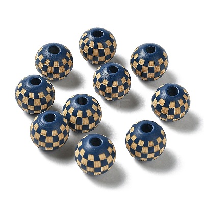 Wood Laser Engraved Tartan Beads WOOD-I011-01B-06-1