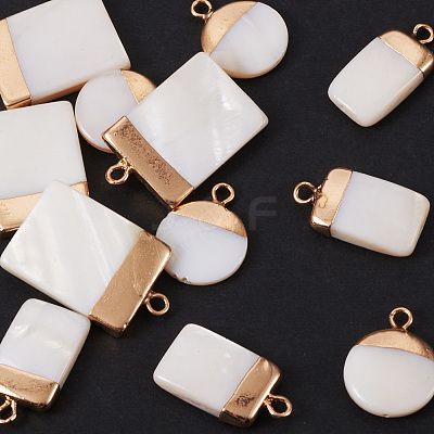 Electroplate Natural Freshwater Shell Pendants SHEL-TA0001-05-1