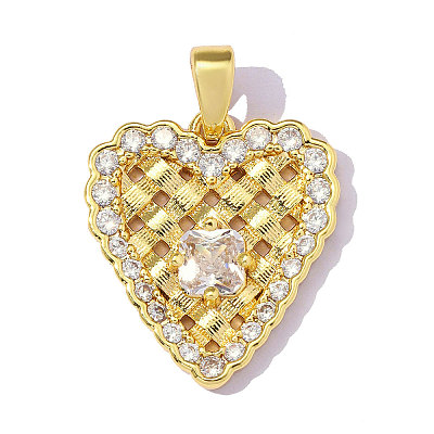 Brass Micro Pave Clear Cubic Zirconia Pendants CU-OY001-81G-1
