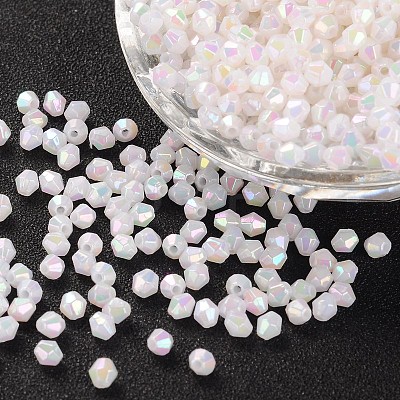 Bicone AB Color Plated Eco-Friendly Transparent Acrylic Beads TACR-A003-4mm-78-1