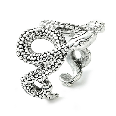 Double Snake Alloy Open Cuff Rings RJEW-K275-84AS-1