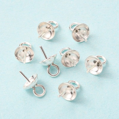 304 Stainless Steel Cup Pearl Peg Bails Pin Pendants STAS-K210-09A-S-1