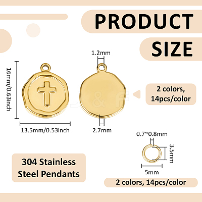 28Pcs 304 Stainless Steel Pendants STAS-BC0004-28C-1
