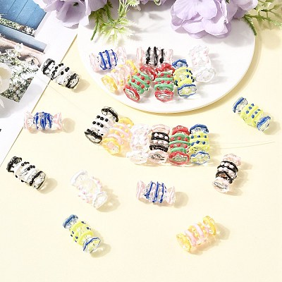 28Pcs 7 Colors Transparent Acrylic Enamel Beads OACR-CJ0002-85-1