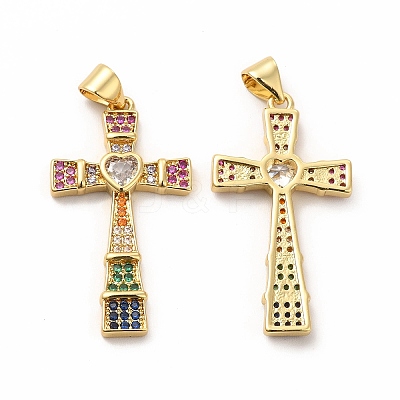 Rack Plating Brass Micro Pave Cubic Zirconia Pendants KK-K165-22-1