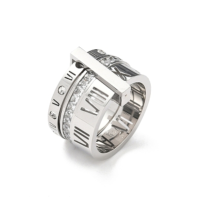 304 Stainless Steel Cubic Zirconia Finger Rings for Women Men RJEW-F189-06P-1