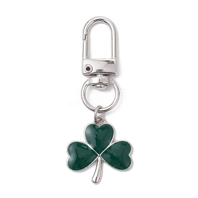 Lucky Clover Alloy Enamel Pendant Decoration HJEW-JM02502-02-1