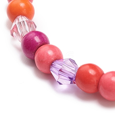 Synthetic Turquoise(Dyed) & Acrylic Beaded Stretch Bracelet with Alloy Charm for Women BJEW-JB08627-02-1