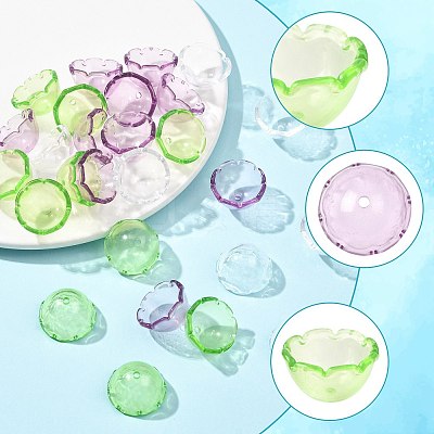 50Pcs 3 Colors Transparent Acrylic Bead Caps OACR-FS0002-45-1