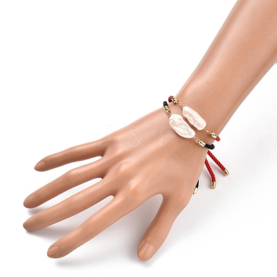 Adjustable Nylon Twisted Cord Slider Bracelets Sets BJEW-JB05322-1