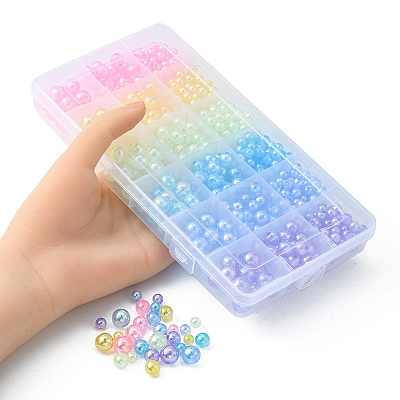 18 Style Transparent Rainbow Iridescent Acrylic Beadss Plated MACR-YW0002-09-1