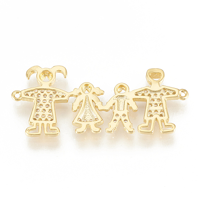 Brass Micro Pave Cubic Zirconia Links ZIRC-Q015-006G-1