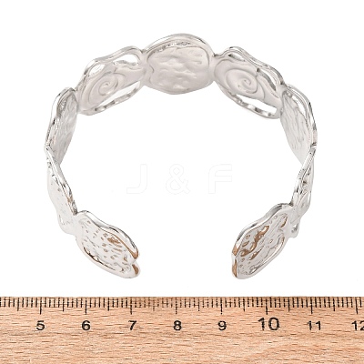 304 Stainless Steel Hollow Rose Flower Open Cuff Bangles for Women SA-CBABC9E-01P-1