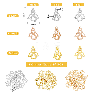 36Pcs 3 Color Brass Pendants KK-FH0005-17-1