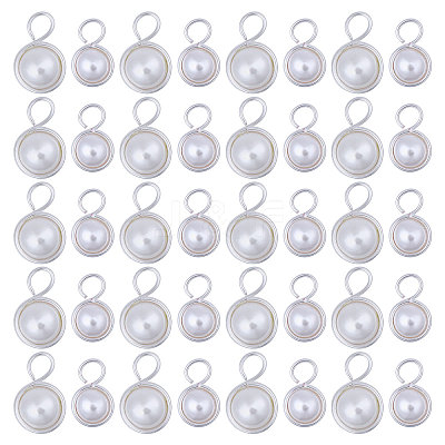 40Pcs 2 Style Shell Pearl Pendants PALLOY-CA00028-1