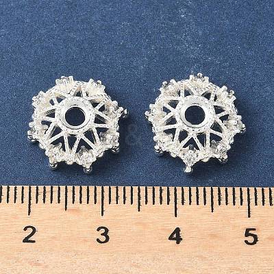 Flower Brass Micro Pave Clear Cubic Zirconia Bead Caps KK-A254-01B-S-1