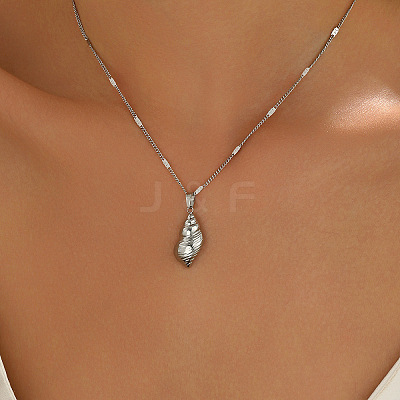 Ocean 304 Stainless Steel Conch Shape Pendant Necklaces for Women NJEW-F373-01P-1