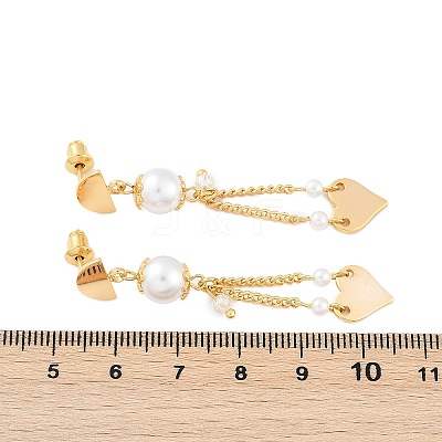 Brass ABS Plastic Pearl Dangle Stud Earrings EJEW-U040-16G-1