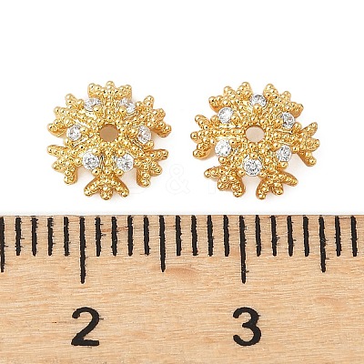 Brass Micro Pave Clear Cubic Zirconia Bead Caps KK-V015-32G-1