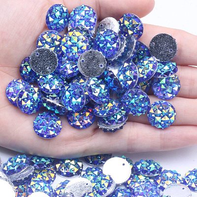 Flat Round Shape Sew on Rhinestone RESI-WH0034-30C-1