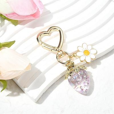 Acrylic Strawberry Pendant Decoration HJEW-SW00120-03-1