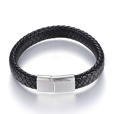 Braided Leather Cord Bracelets BJEW-K141-25P-1
