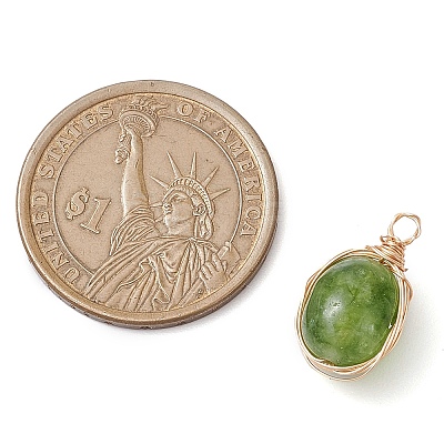Dyed Natural Malaysia Jade Copper Wire Wrapped Pendants PALLOY-JF02879-1