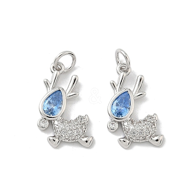 Brass Micro Pave Cubic Zirconia Pendants KK-P325-37P-1
