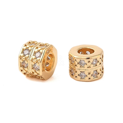 Brass Micro Pave Clear Cubic Zirconia European Beads KK-B100-017G-1