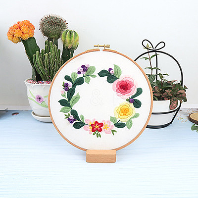 Flower Pattern DIY Embroidery Kit DIY-P077-113-1
