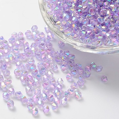 Bicone AB Color Plated Eco-Friendly Transparent Acrylic Beads X-TACR-A003-4mm-20-1