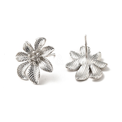 Rack Plating Brass Flower Stud Earrings for Women EJEW-F288-17P-1