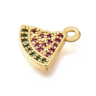 Brass Micro Pave Clear Cubic Zirconia Pendants KK-U065-05E-G-1