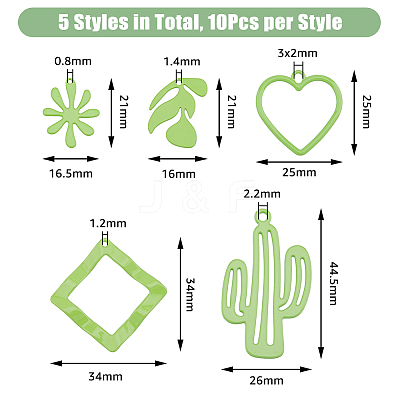 50Pcs 5 Style Spray Painted Alloy Pendants FIND-DC0003-36-1