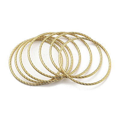 7Pcs PVD Vacuum Plating 202 Stainless Steel Bangle Sets BJEW-M317-11G-1