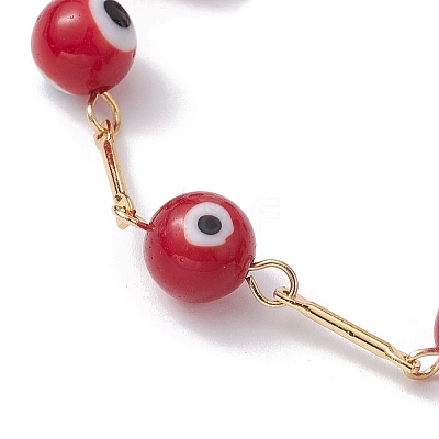 Lampwork Evil Eye Link Chain Bracelets BJEW-JB10045-04-1