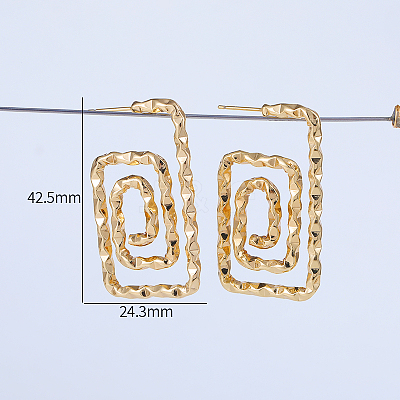 Spiral Rectangle Brass Stud Earrings JB0708-1