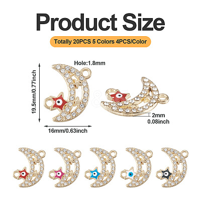 20Pcs 5 Colors Moon Alloy Enamel Connector Charms FIND-TA0002-19-1