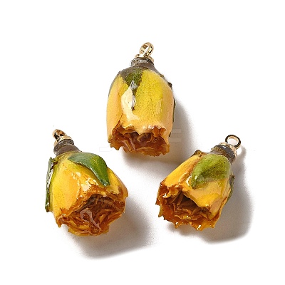 Preserved Rose with Golden Alloy Pendants LS-FIND-M010-01C-1