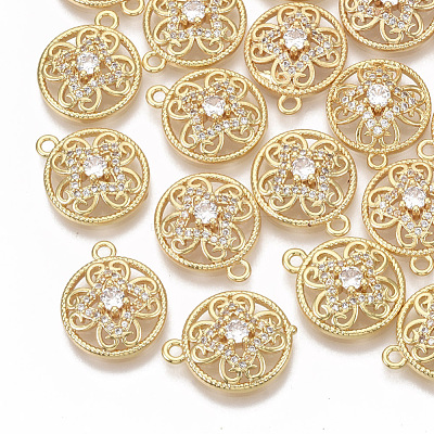 Brass Micro Pave Cubic Zirconia Pendants KK-S354-090-NF-1